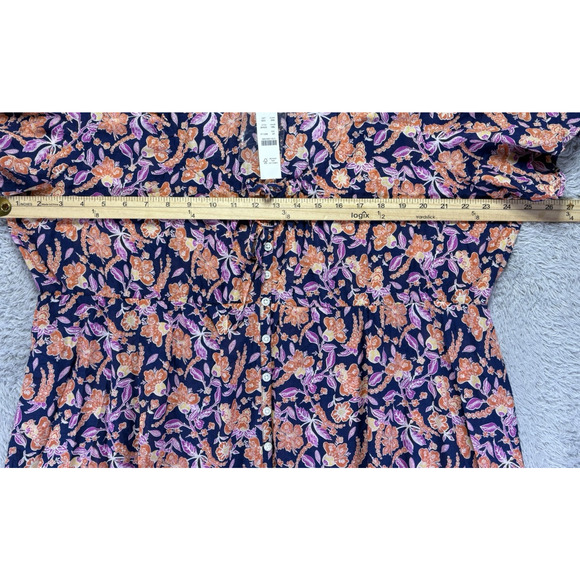 J. Crew Womens 2X Cotton‎ Voile Beach Dress Button Painted Block Print - Picture 7 of 10